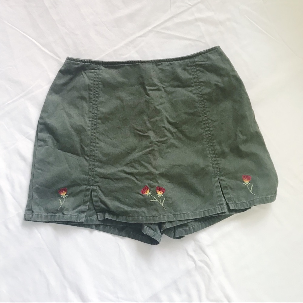 Vintage Green Flower Mini Skort